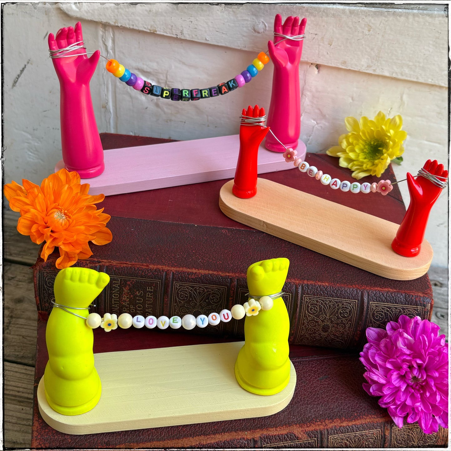 Large Recycled Porcelain Doll Arm Sign Holder - Superfreak