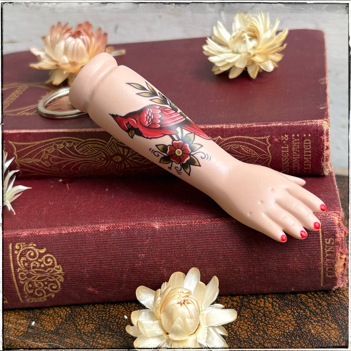 Porcelain Doll Arm Key Ring - Exotic Bird