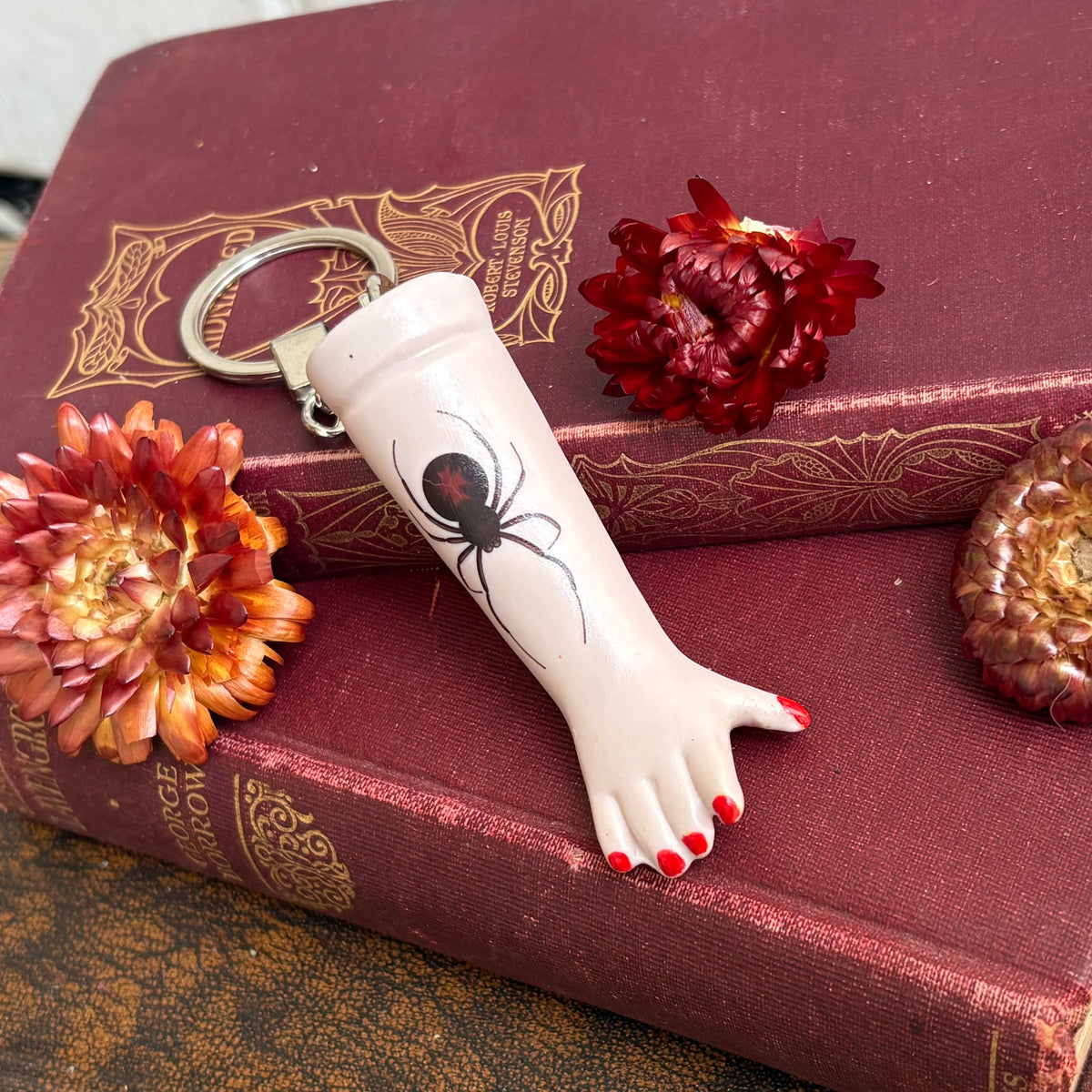 Porcelain Doll Arm Key Ring - Spider