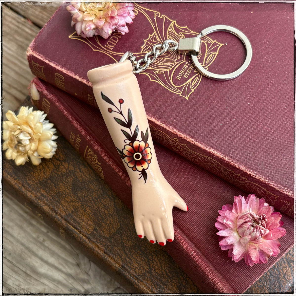 Porcelain Doll Arm Key Ring - Flower