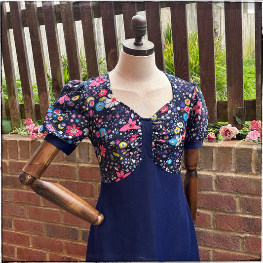 Vintage 60s Floral Sparkly Mini Dress