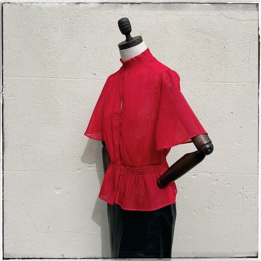 70s Red Angel Sleeve Blouse
