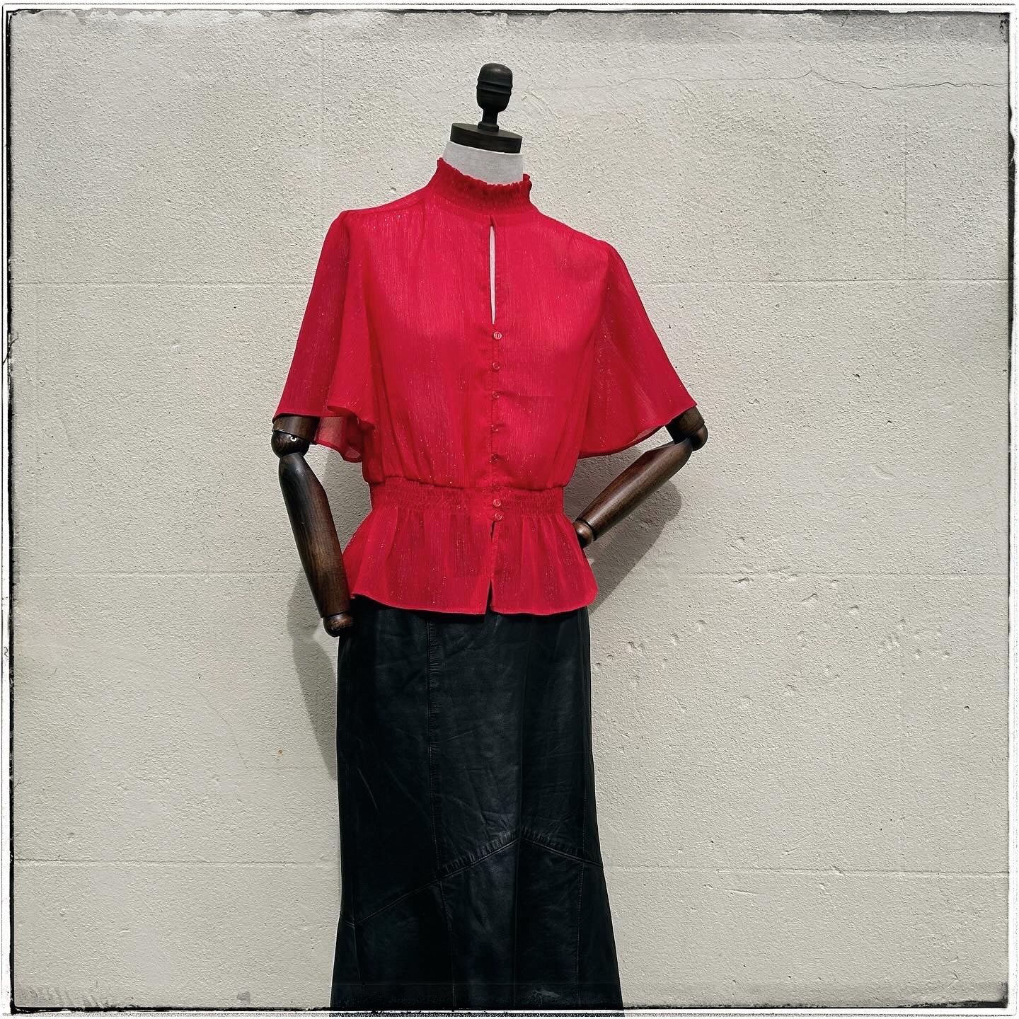 70s Red Angel Sleeve Blouse