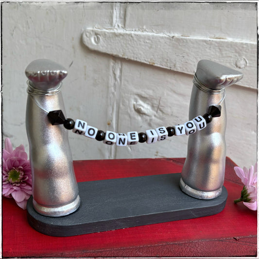 Medium Recycled Porcelain Doll Leg Sign Holder - No One Is You