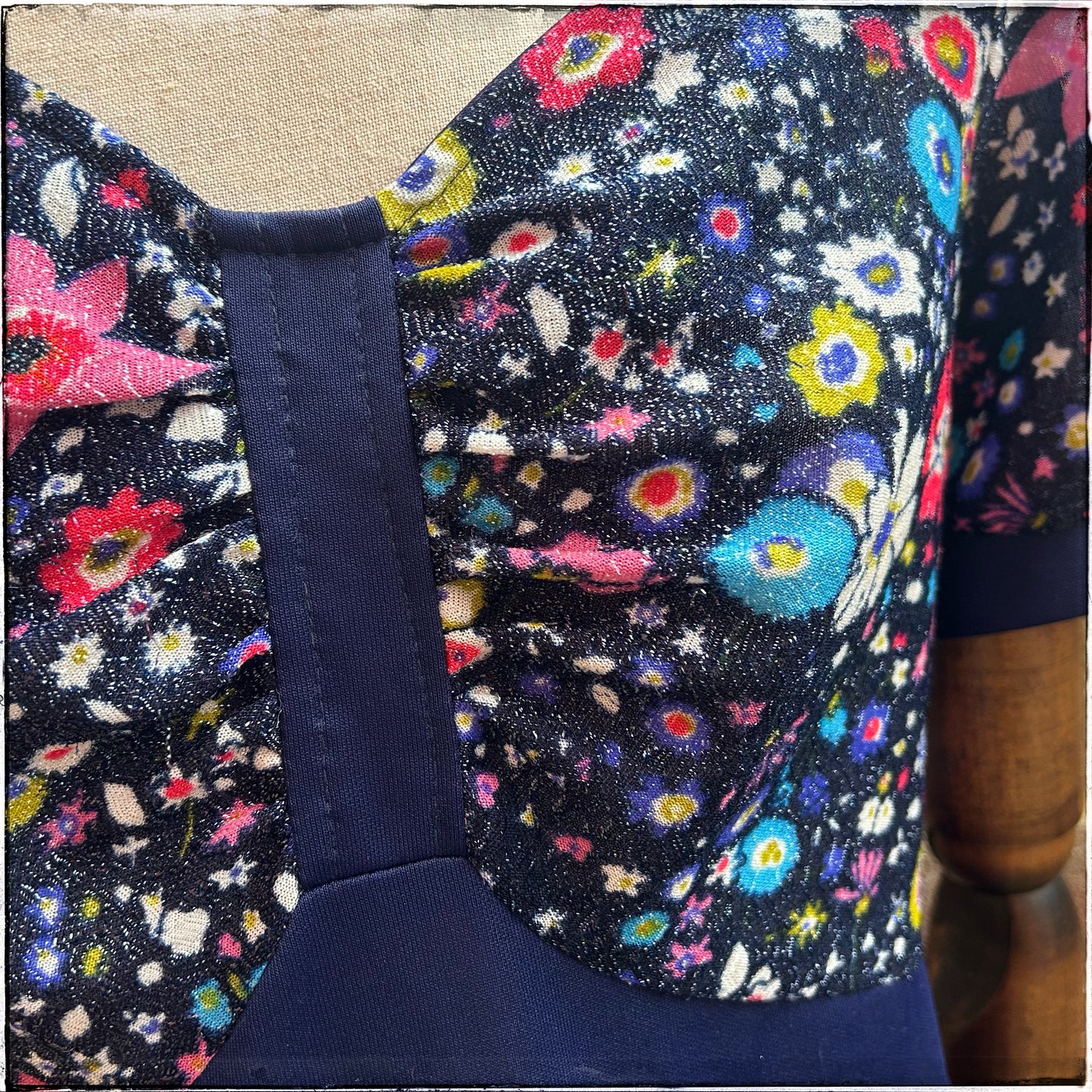 Vintage 60s Floral Sparkly Mini Dress