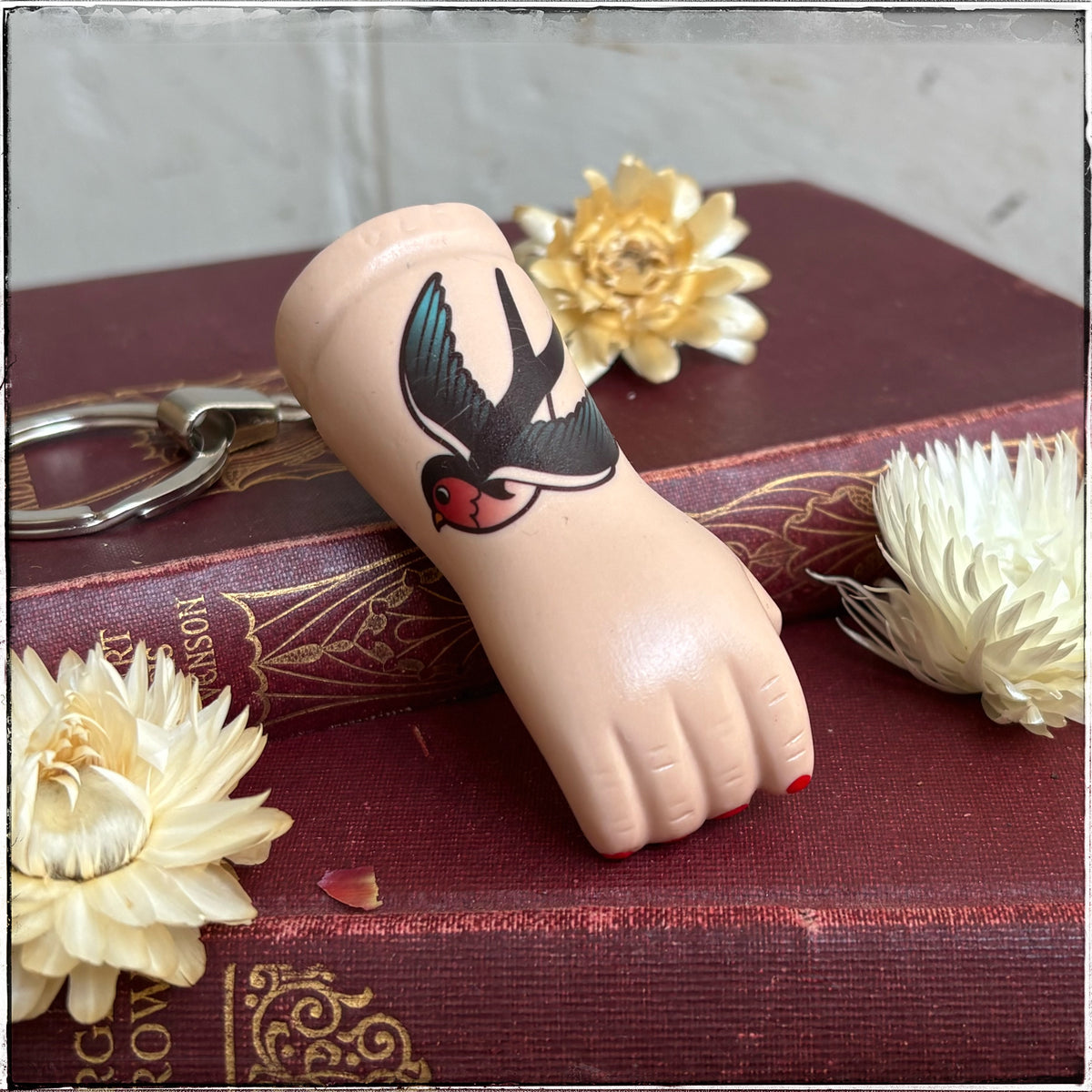 Porcelain Doll Arm Key Ring - Blue Swallow
