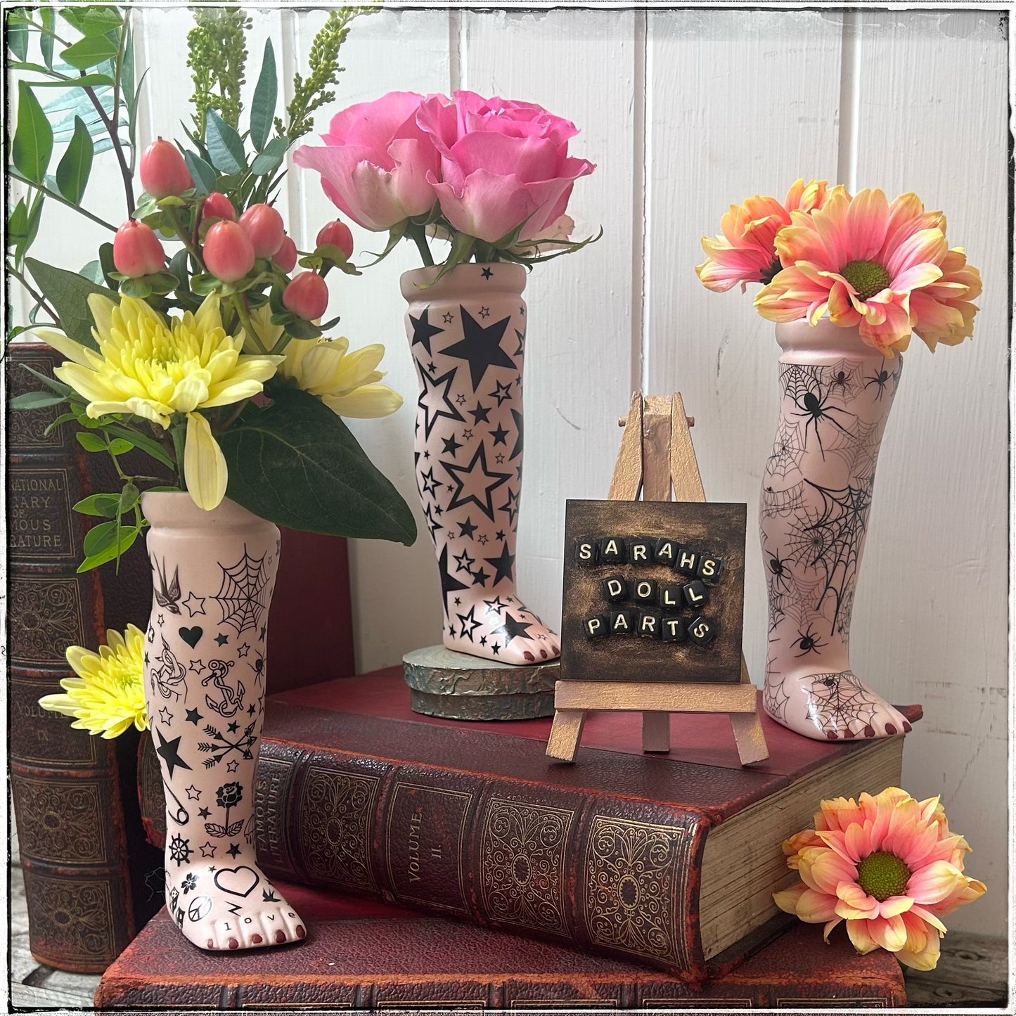 Doll Leg Vase - Spiderwebs