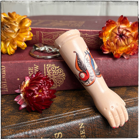 Porcelain Doll Arm Key Ring - Freedom Swallow