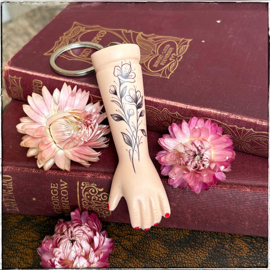 Porcelain Doll Arm Key Ring - Wildflowers