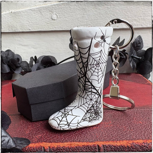 Doll Leg Key Ring - White Spiderwebs