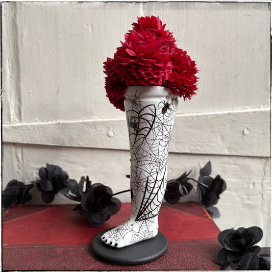 Large Doll Leg Vase - White Spiderwebs