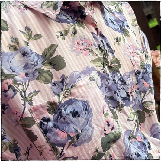 Vintage Style Oasis Stripe Floral Blouse