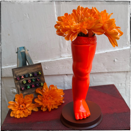 Large Doll Leg Vase - Neon Orange