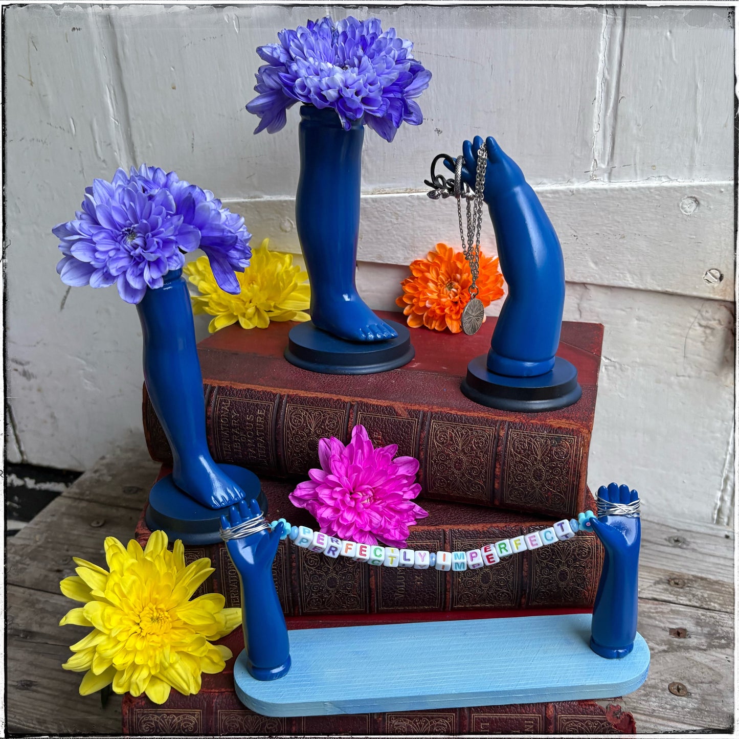 Large Doll Leg Vase - Neon Blue