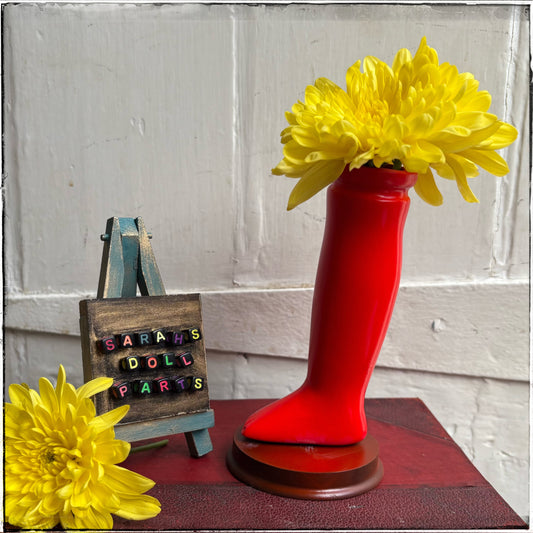 Large Doll Leg Vase - Neon Red