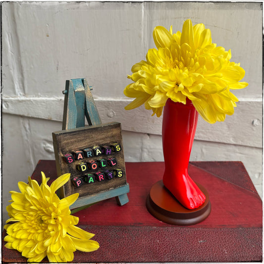 Medium Doll Leg Vase - Neon Red