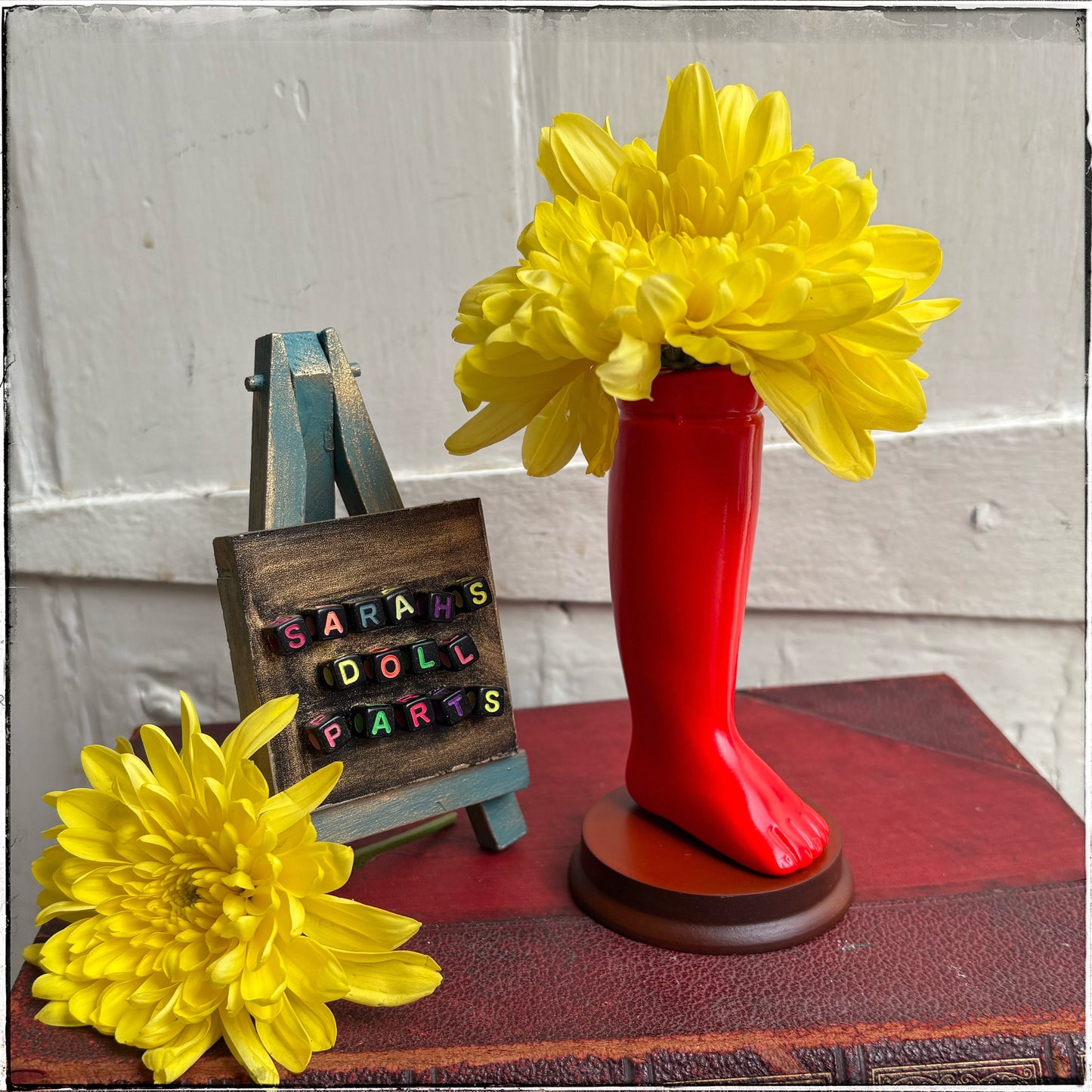 Medium Doll Leg Vase - Neon Red