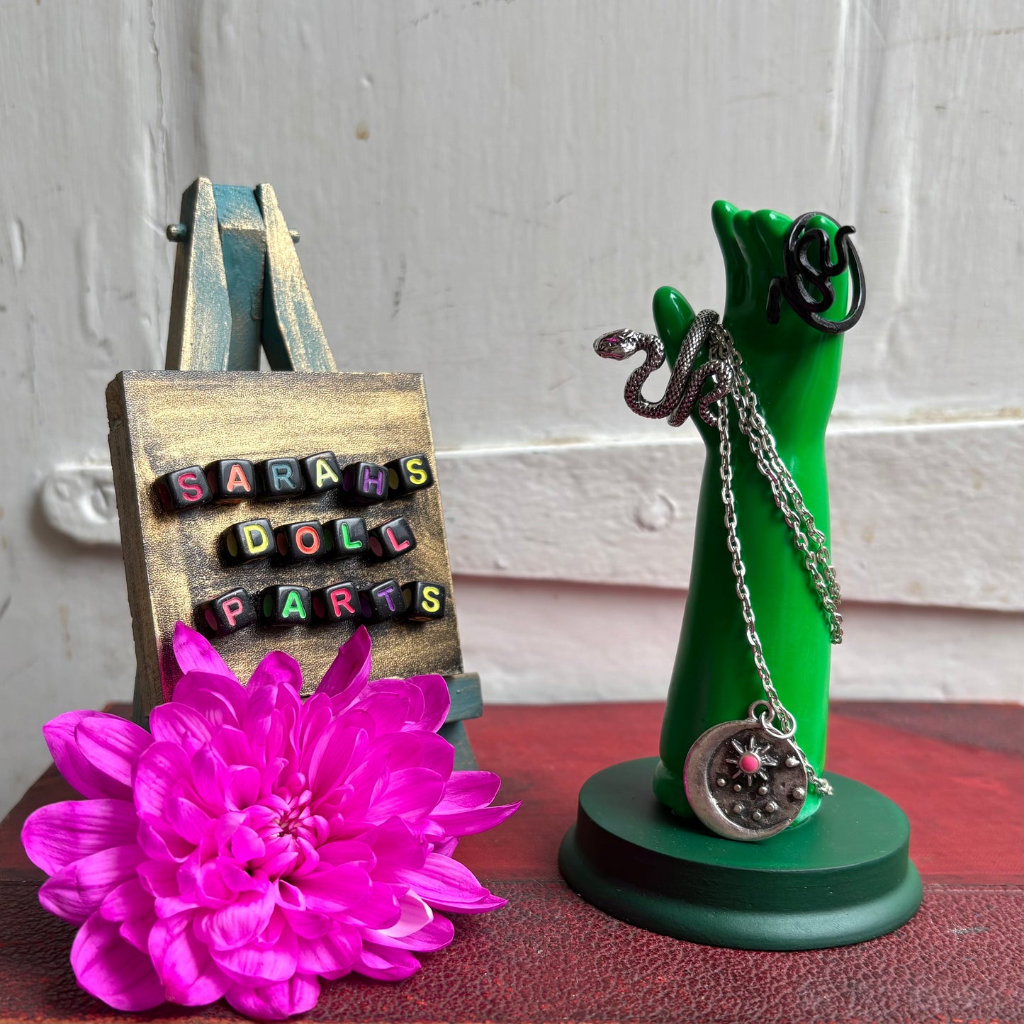 Medium Doll Arm Jewellery Holder - Neon Green