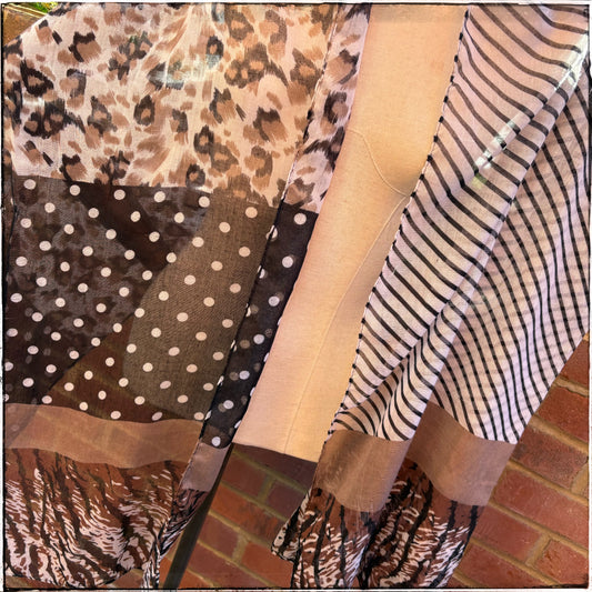 Brown Animal Print Spotty Lightweight Scarf