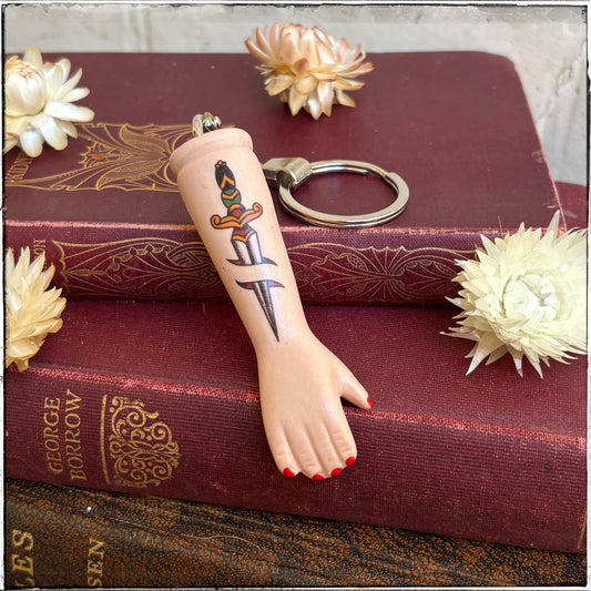 Porcelain Doll Arm Key Ring - Dagger