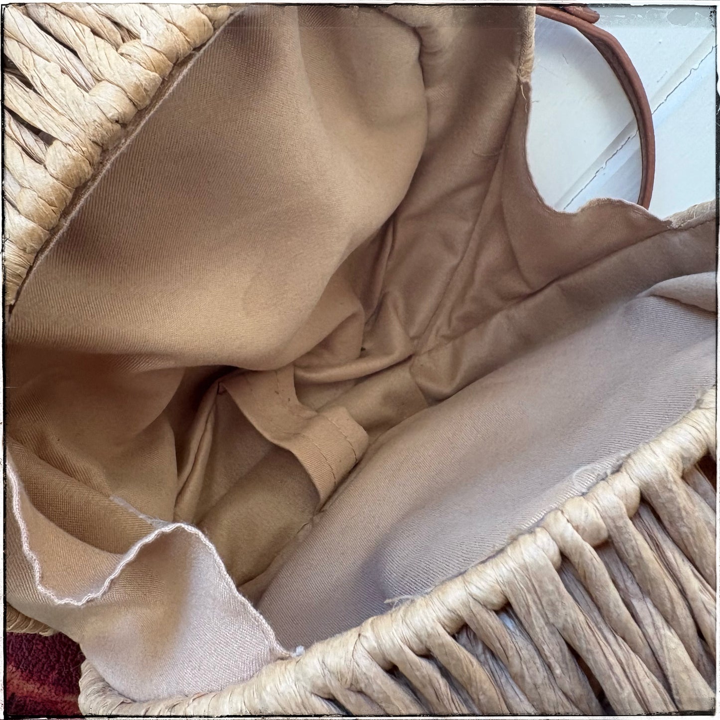 Vintage Style Woven Circular Shoulder Bag