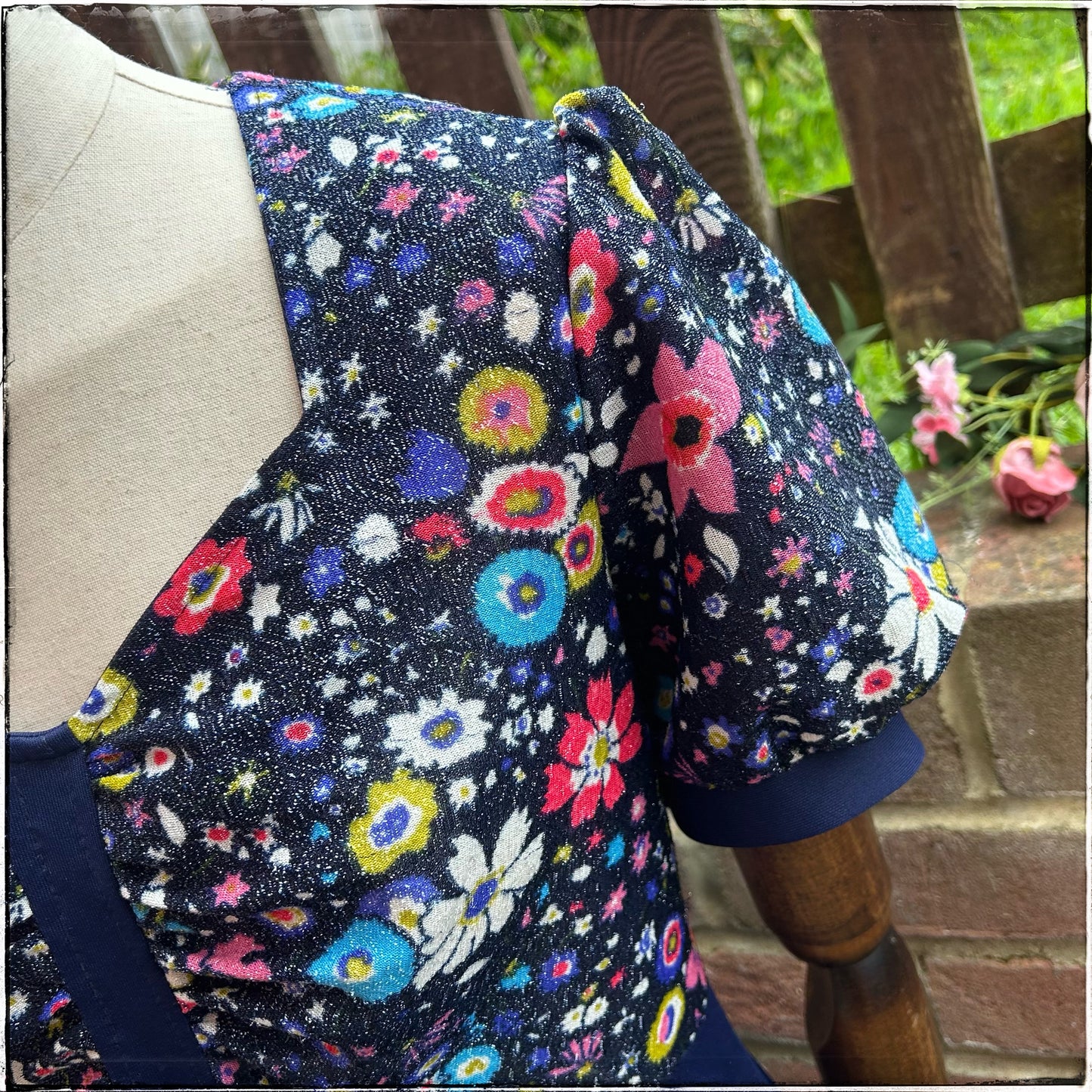 Vintage 60s Floral Sparkly Mini Dress