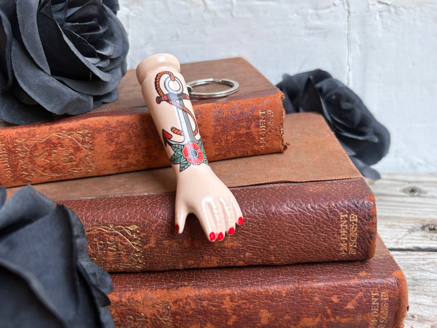 Doll Arm Key Ring - Rose & Anchor