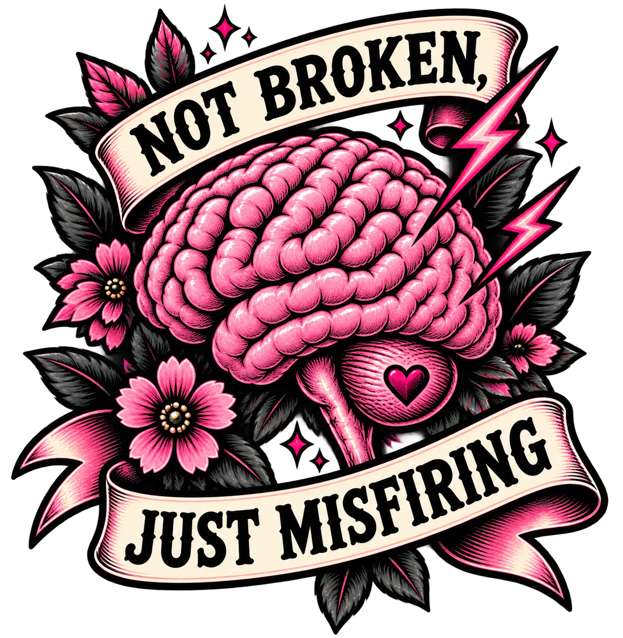 Pink  Tee - Not Broken, Just Misfiring
