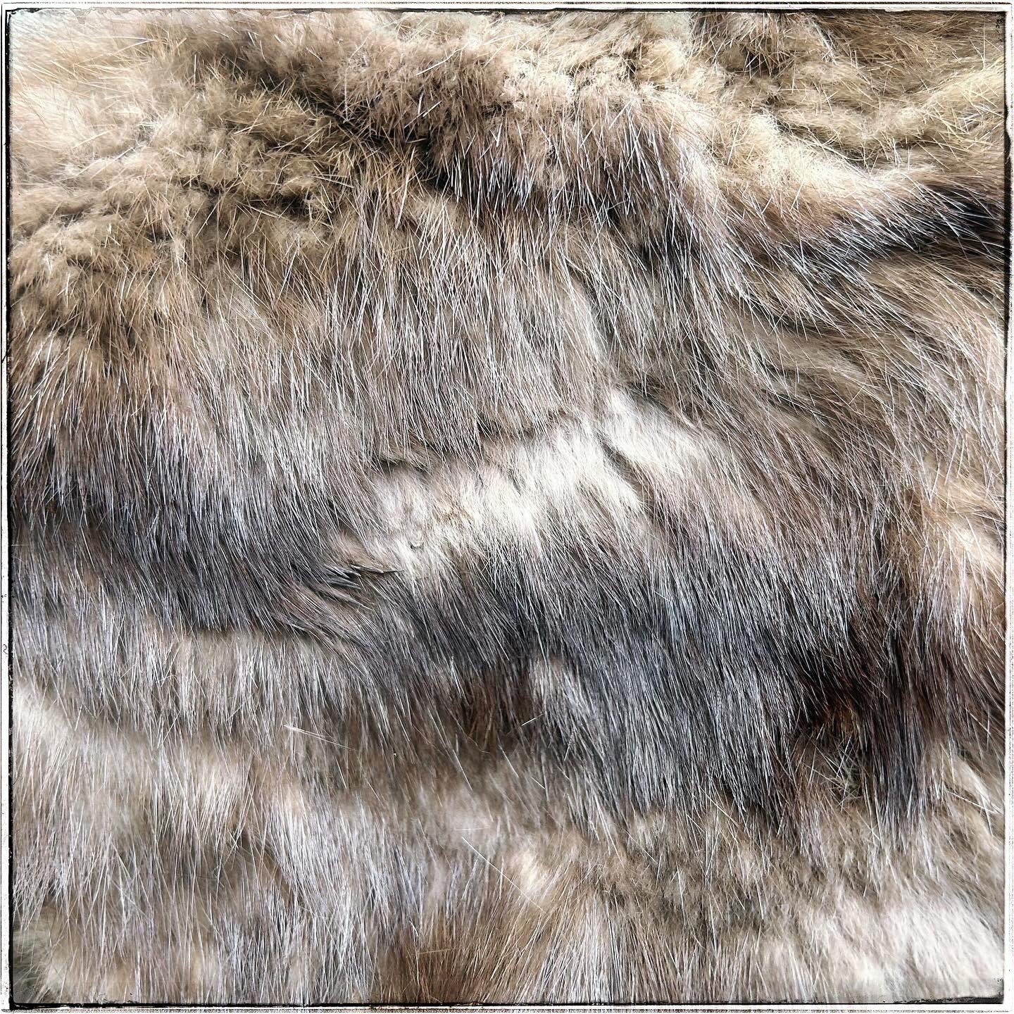 Vintage Large Brown Embroidered Real Fur Stole