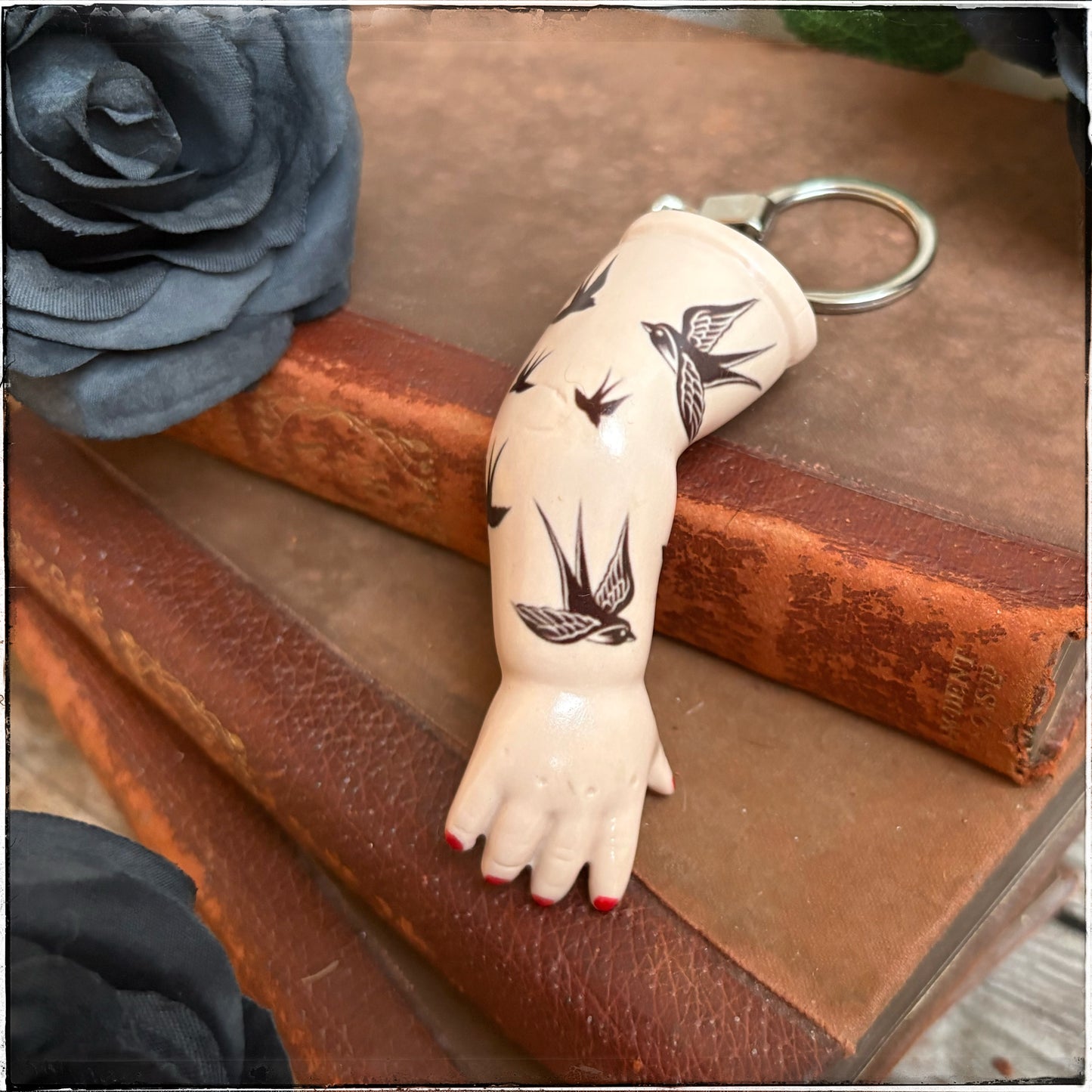 Large Doll Arm Key Ring - Swallows