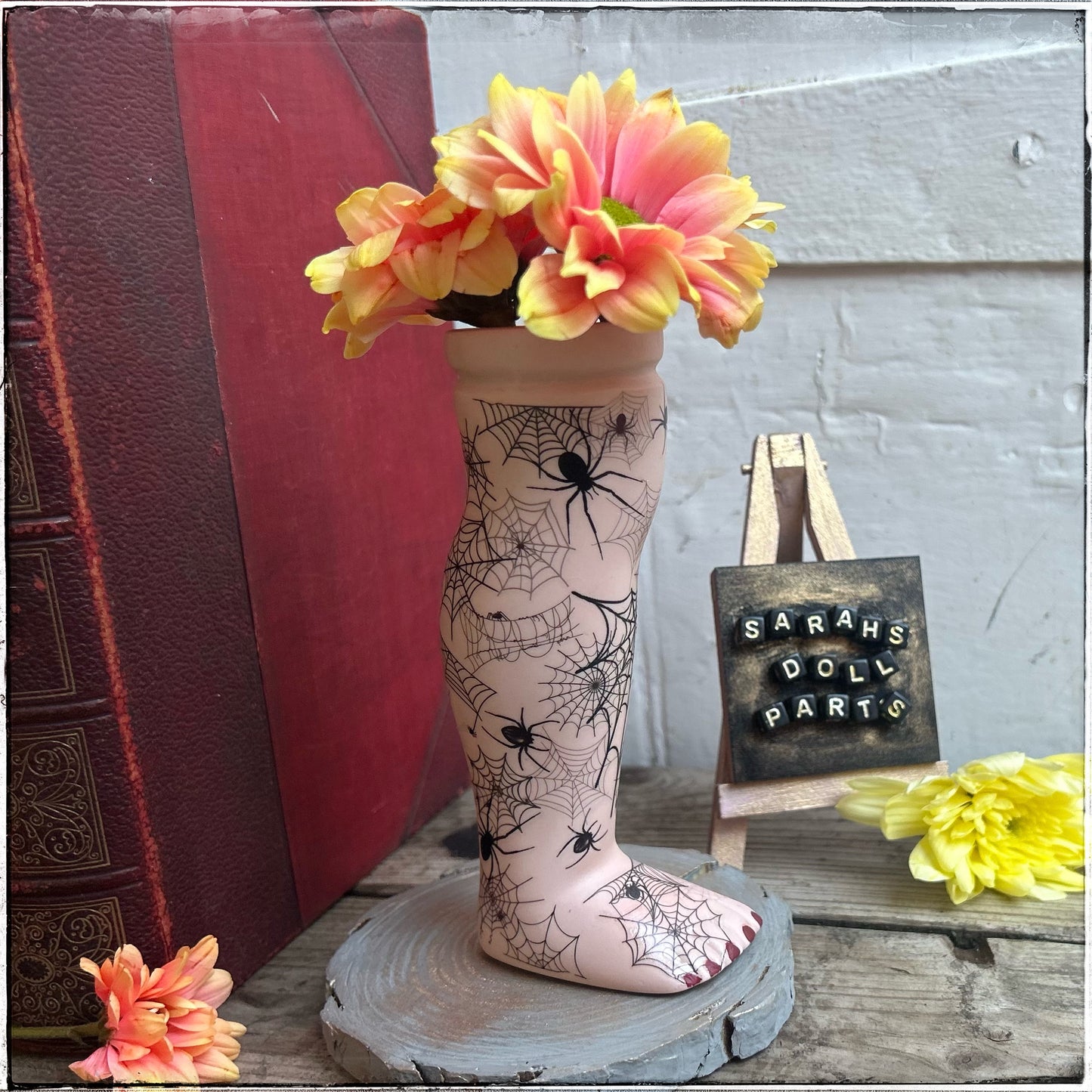 Doll Leg Vase - Spiderwebs