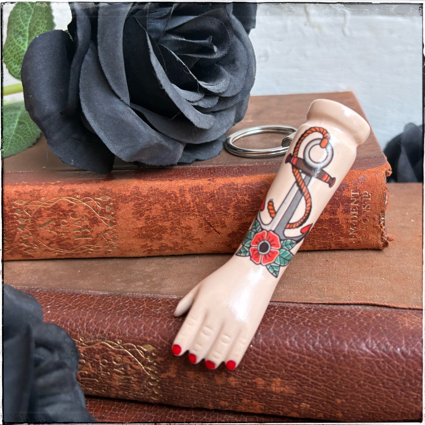 Doll Arm Key Ring - Rose & Anchor