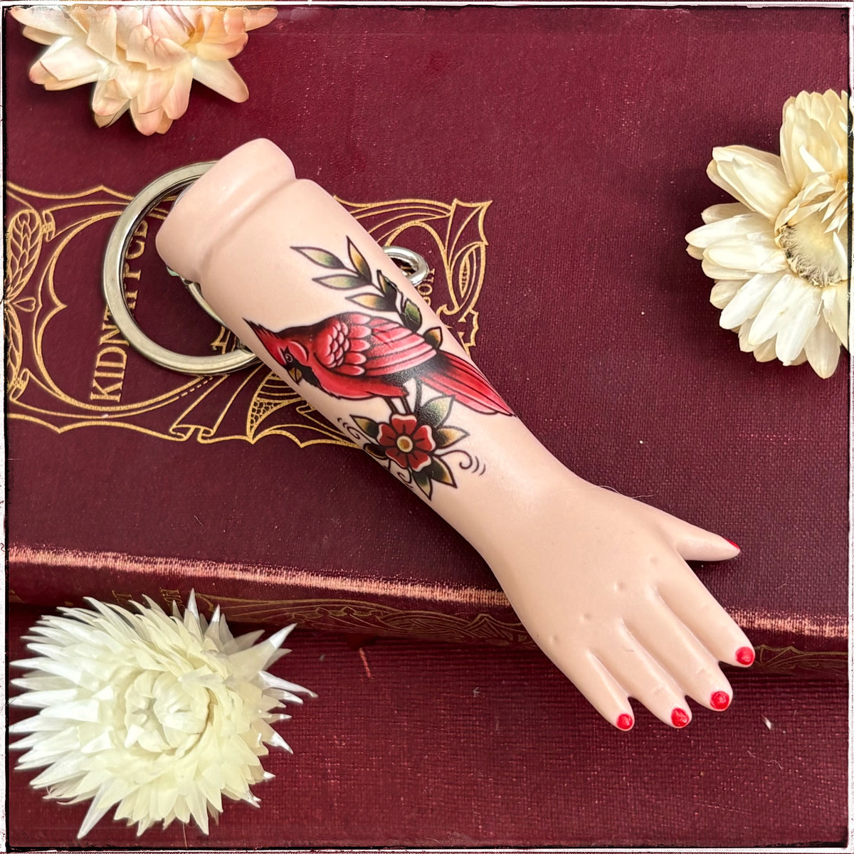 Porcelain Doll Arm Key Ring - Exotic Bird