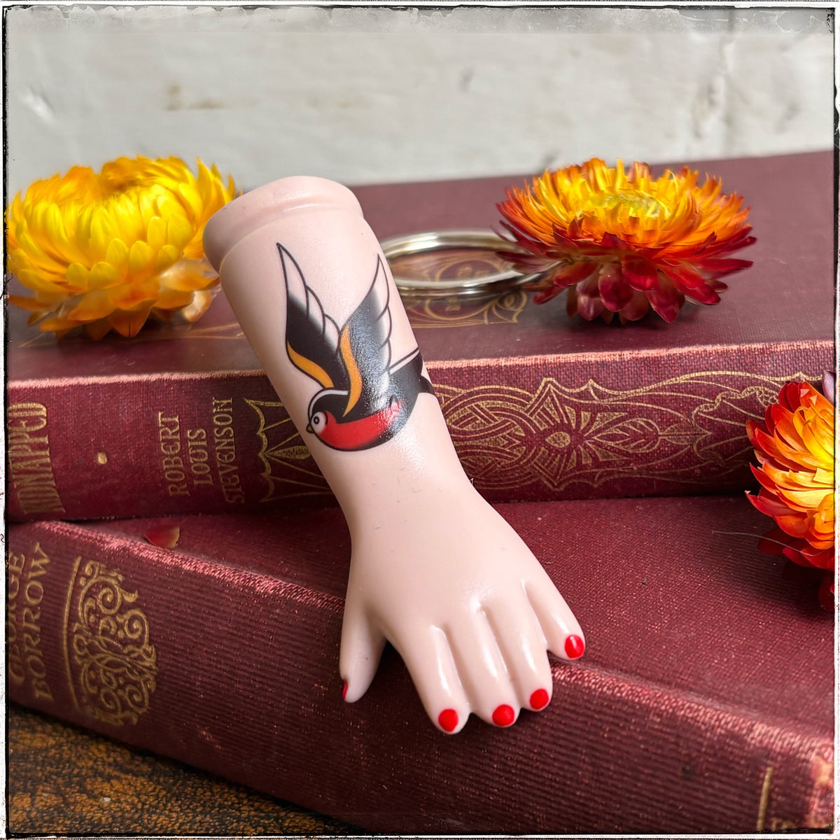 Porcelain Doll Arm Key Ring - Swallow