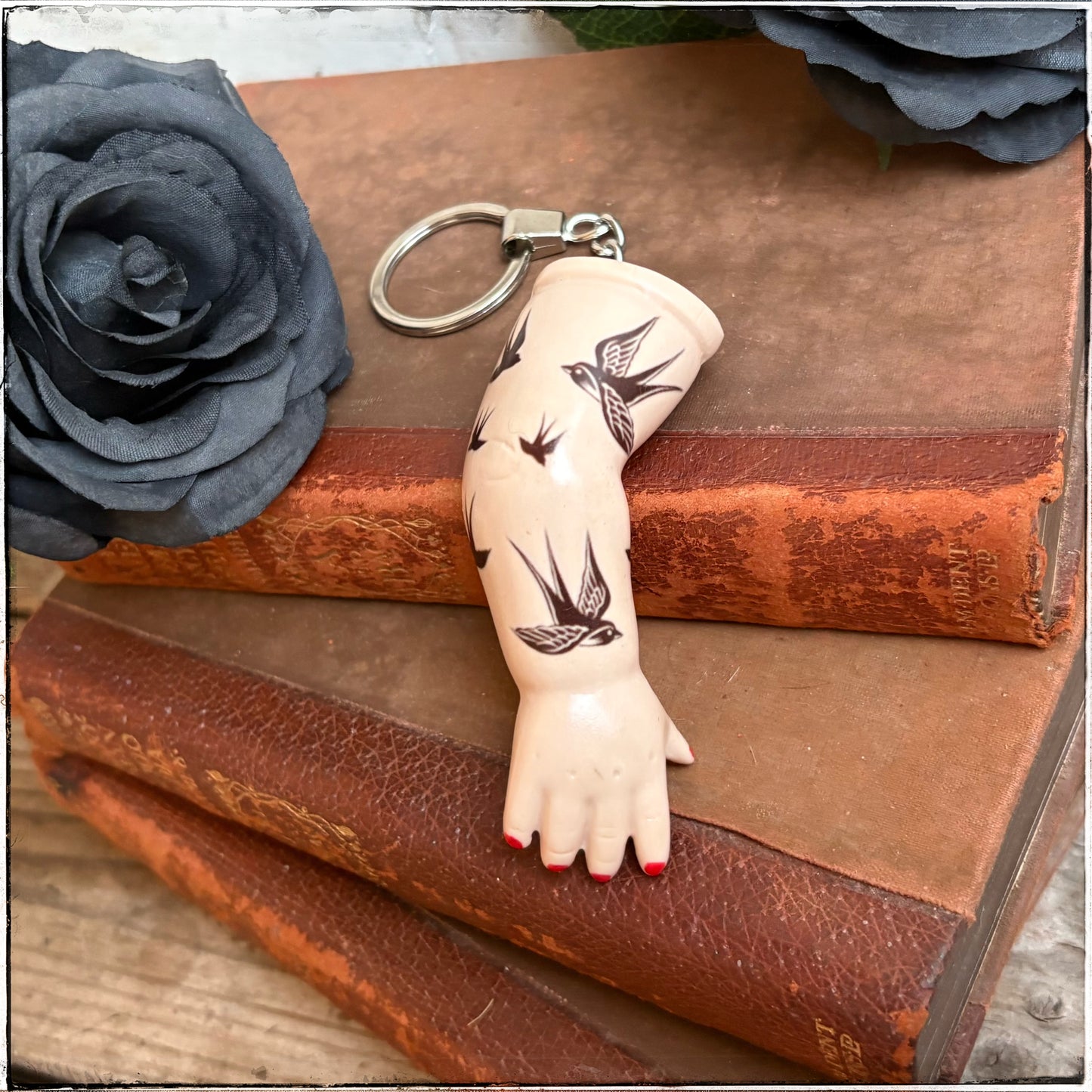 Large Doll Arm Key Ring - Swallows