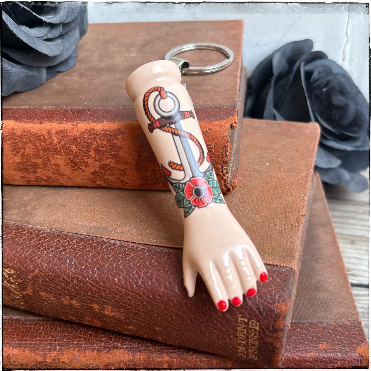 Doll Arm Key Ring - Rose & Anchor