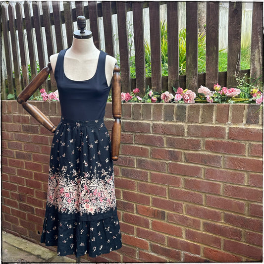 Vintage Floral Boho Midi Skirt