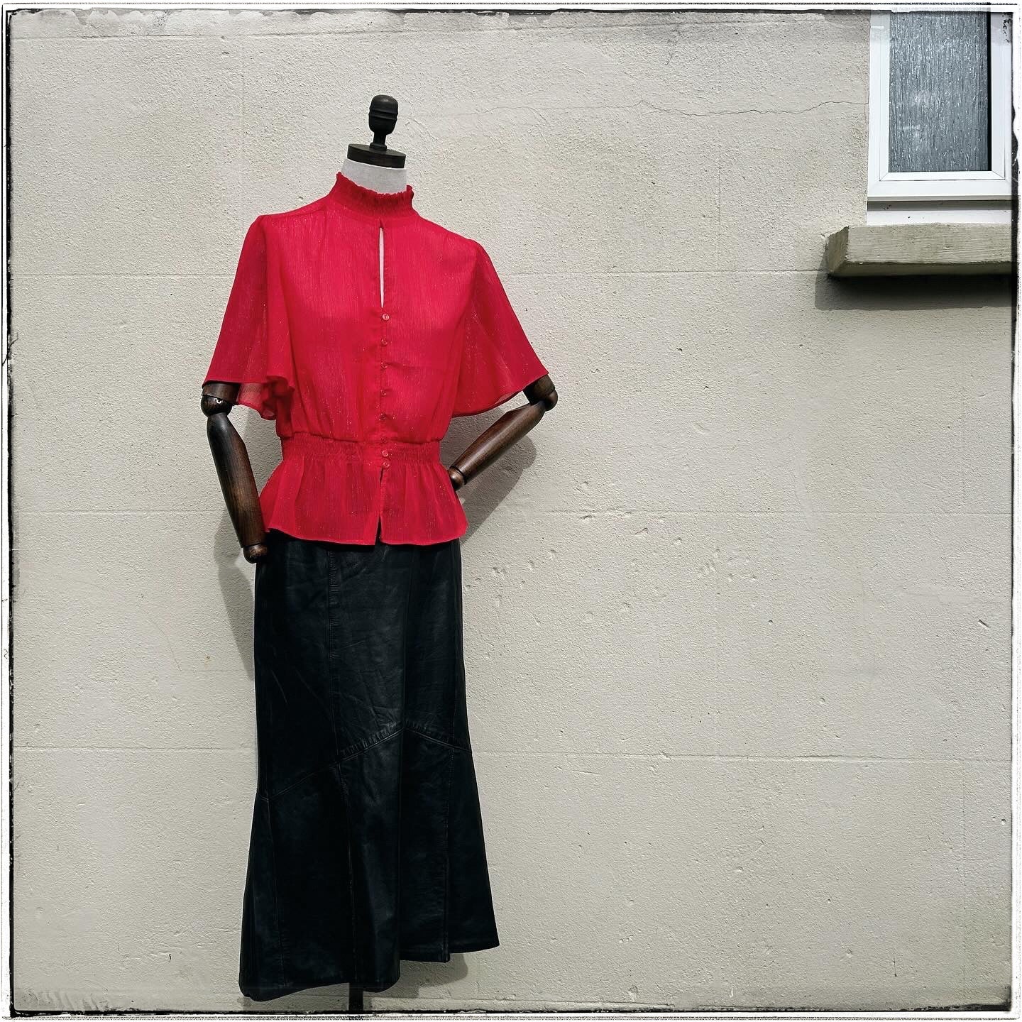 70s Red Angel Sleeve Blouse