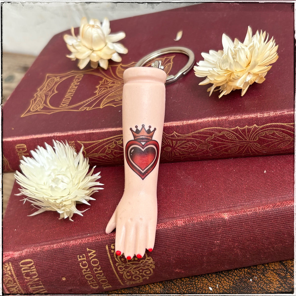 Porcelain Doll Arm Key Ring - Queen of Hearts