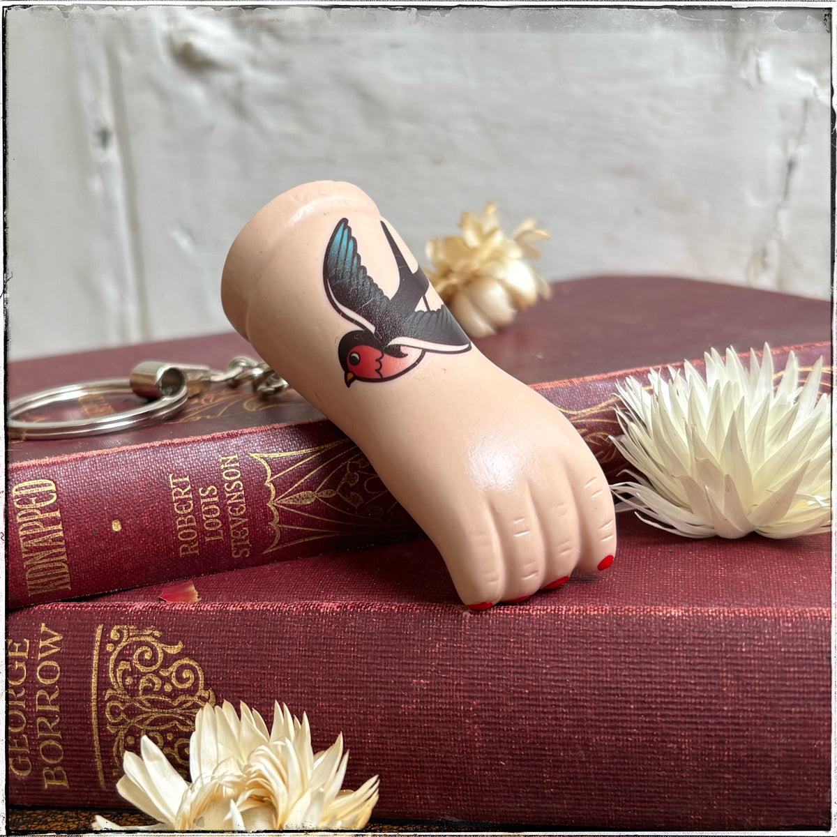 Porcelain Doll Arm Key Ring - Blue Swallow