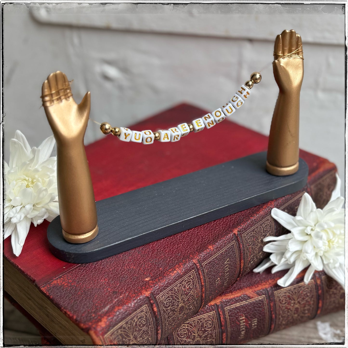 Large Recycled Porcelain Doll Arm Sign Holder - You Are Enough