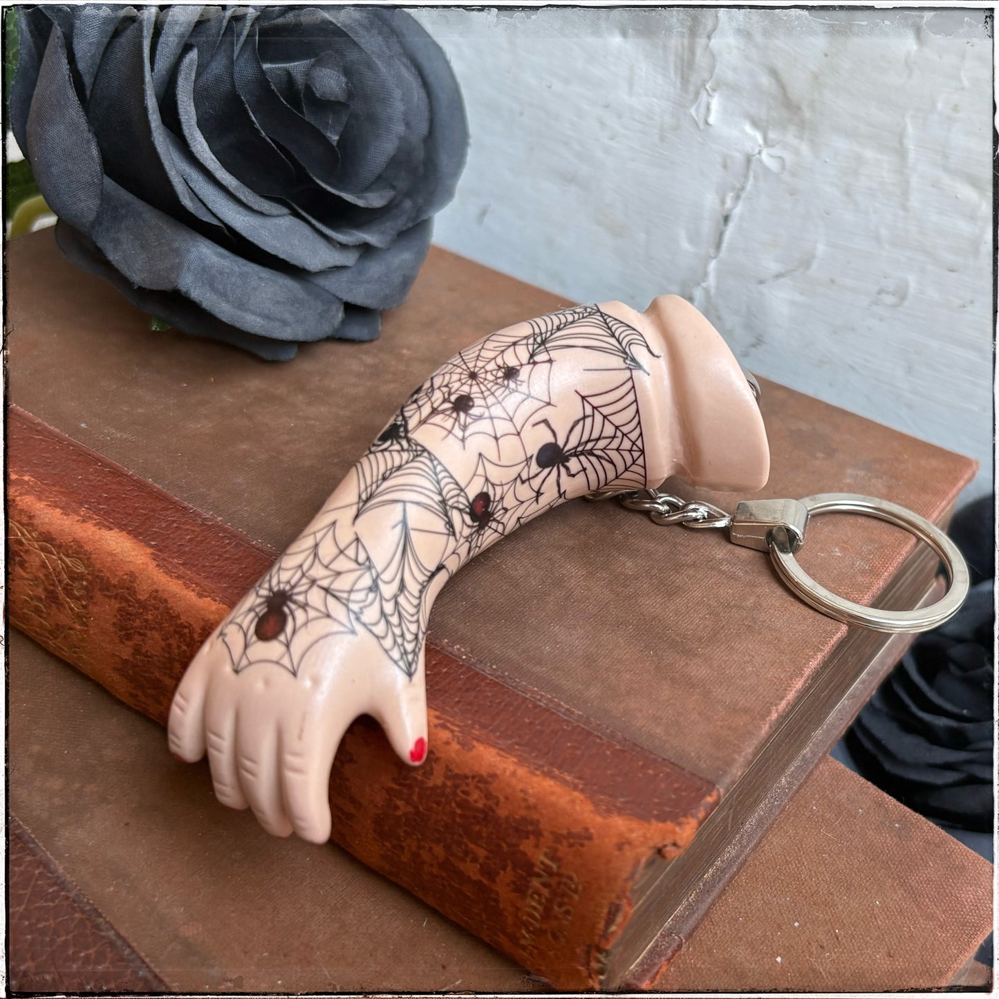 Large Doll Arm Key Ring - Spiderwebs