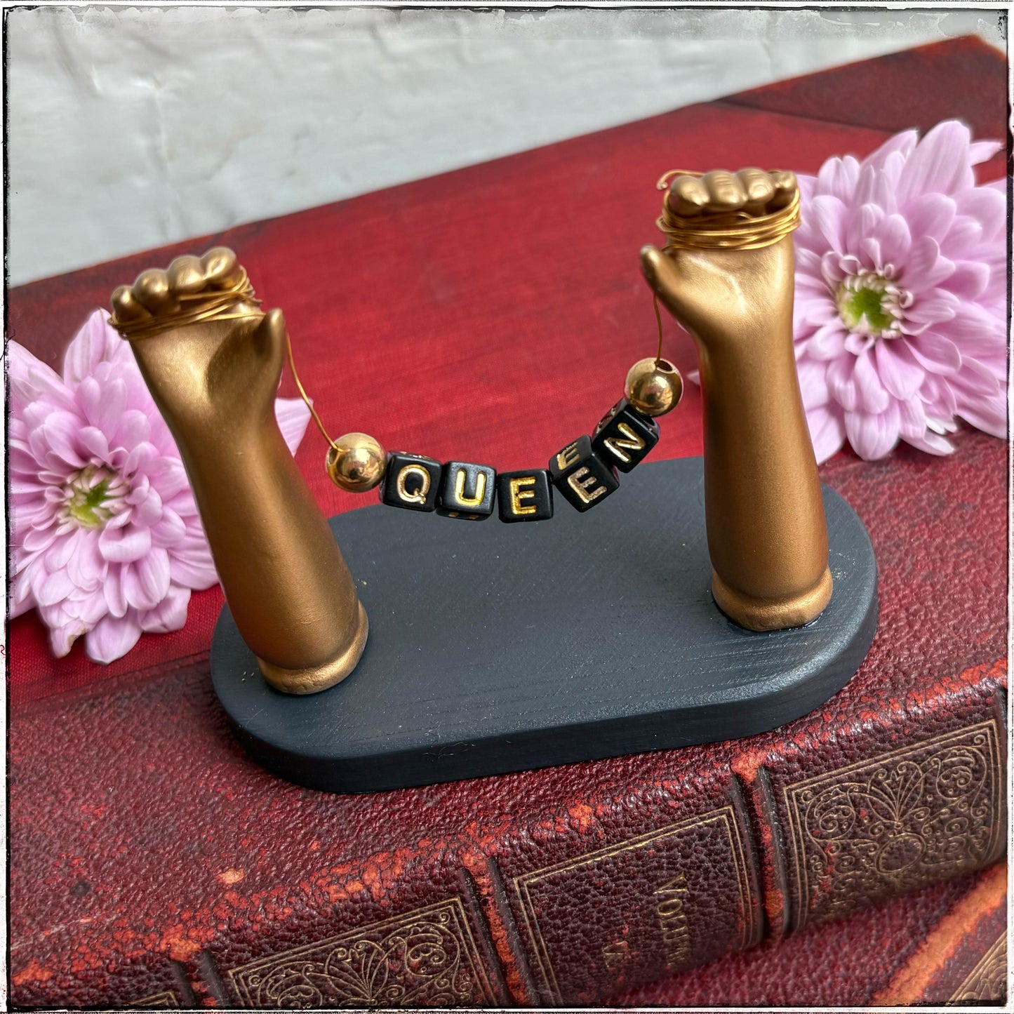 Small Recycled Porcelain Doll Arm Sign Holder - Queen