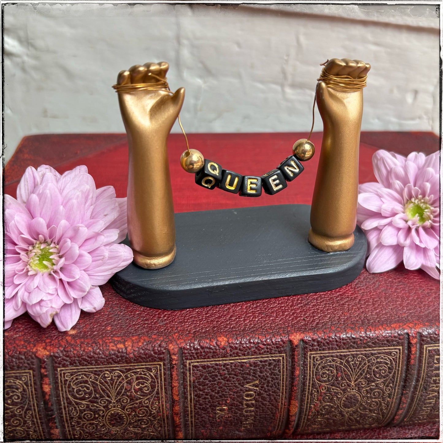 Small Recycled Porcelain Doll Arm Sign Holder - Queen