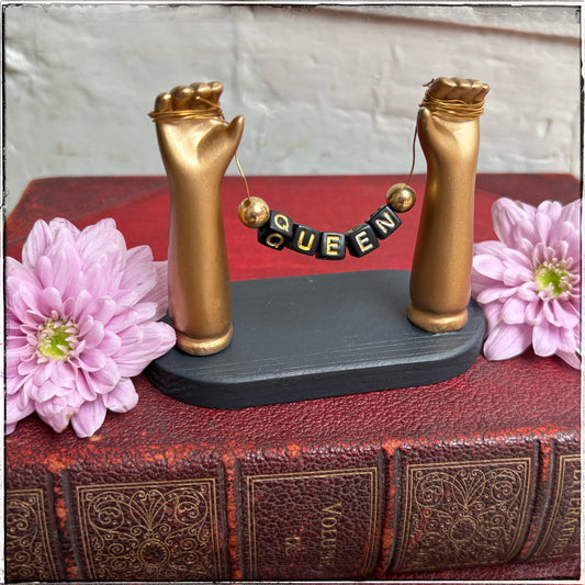 Small Recycled Porcelain Doll Arm Sign Holder - Queen