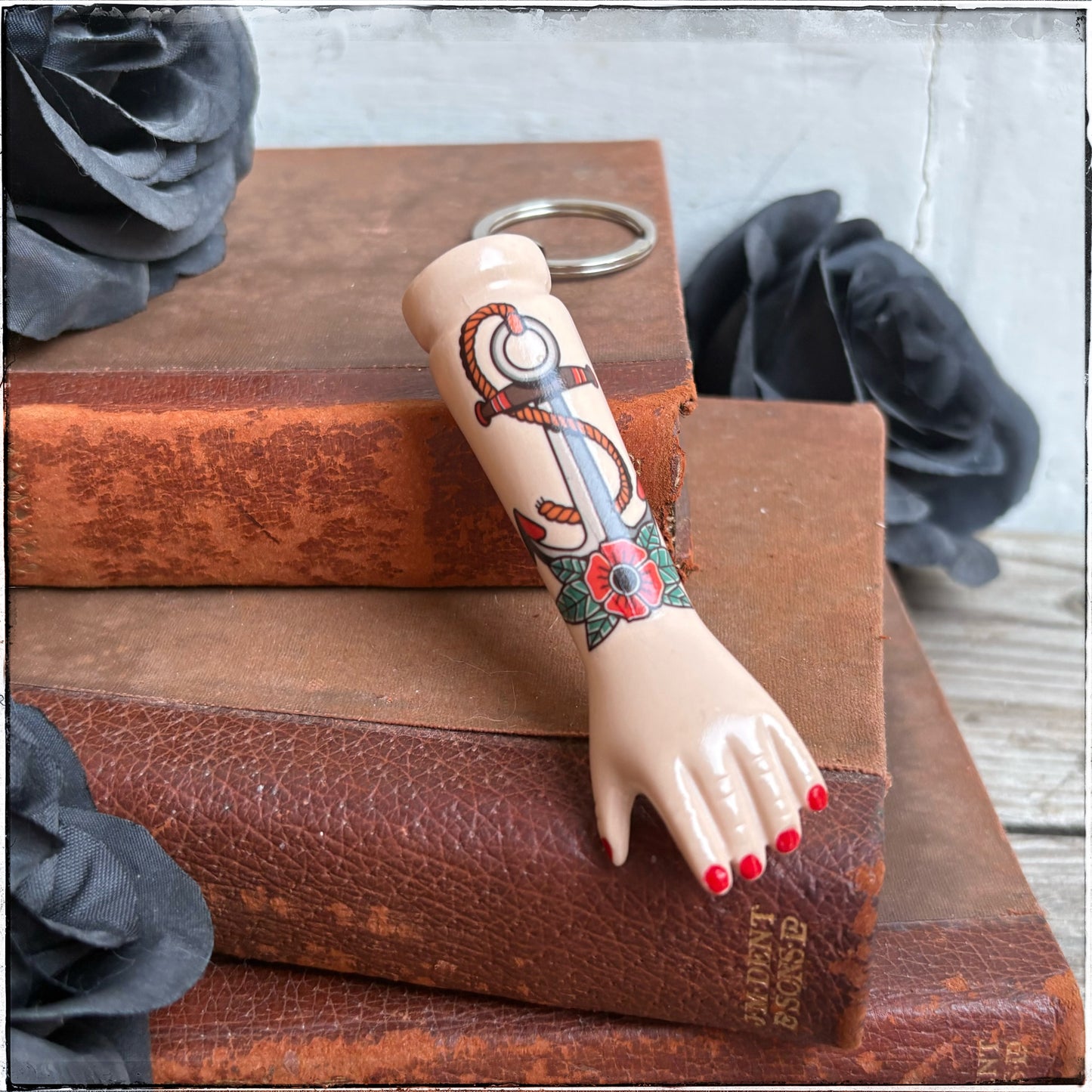 Doll Arm Key Ring - Rose & Anchor