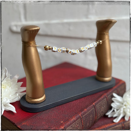 Large Recycled Porcelain Doll Leg Sign Holder - You Are Magic