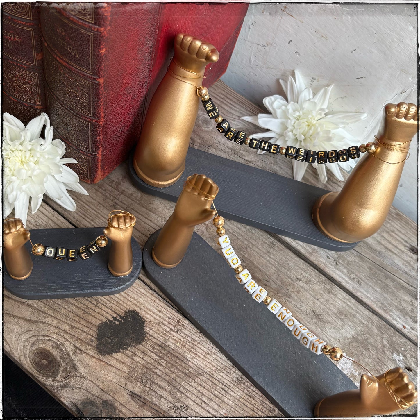 Large Recycled Porcelain Doll Arm Sign Holder - You Are Enough