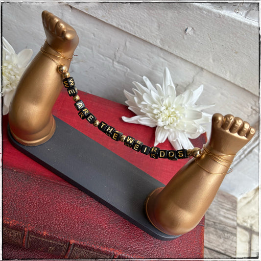 Large Recycled Porcelain Doll Leg Sign Holder - We Are The Weirdos