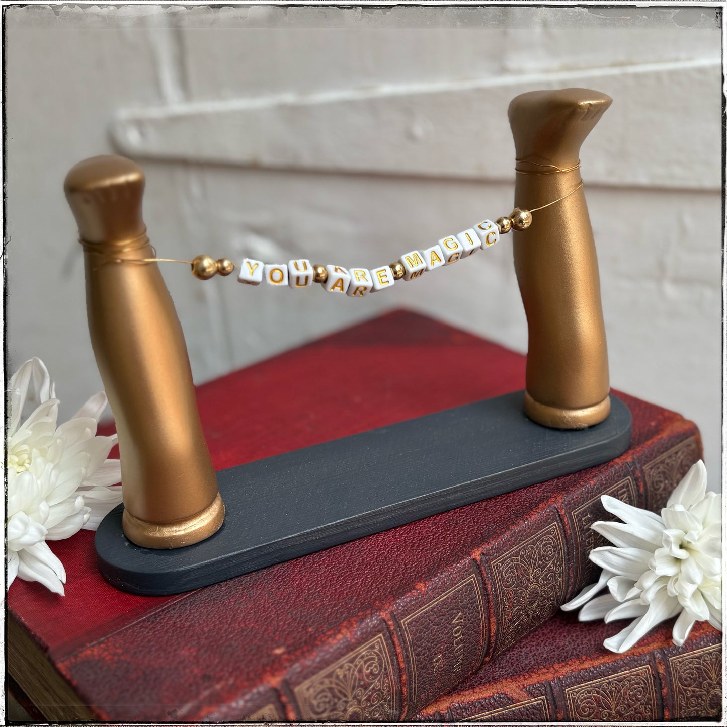 Large Recycled Porcelain Doll Leg Sign Holder - You Are Magic